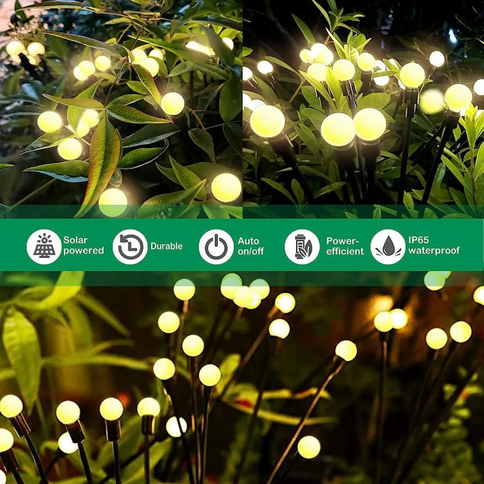 Outdoor LED Solar Lights Waterproof Starburst Firefly Lights Lawn Garden Lamp 2 pieces