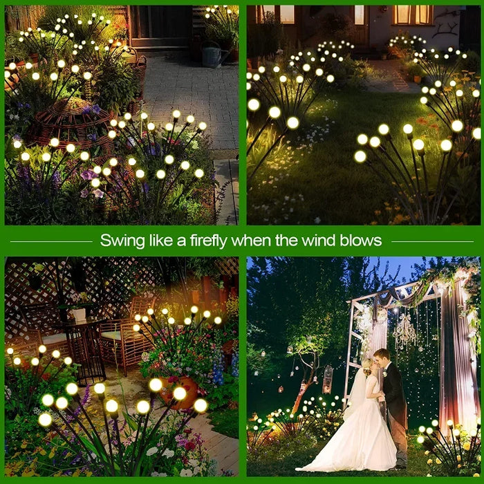 Outdoor LED Solar Lights Waterproof Starburst Firefly Lights Lawn Garden Lamp 2 pieces