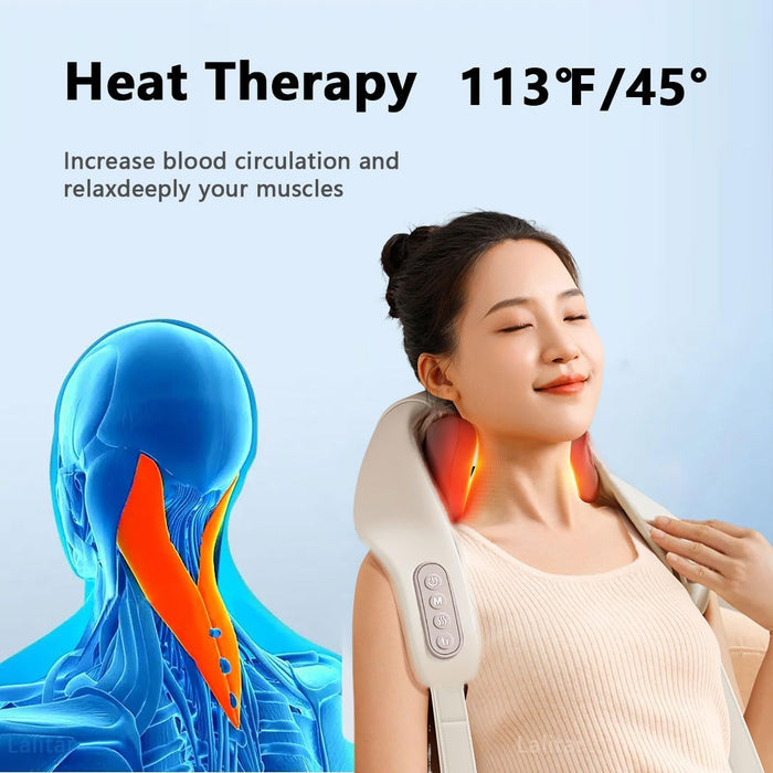 Neck Massager with Heat Electric Shoulder & Cervical Massage, Pillow for Neck, Back, Shoulder,Trapezius Muscle Pain Relief