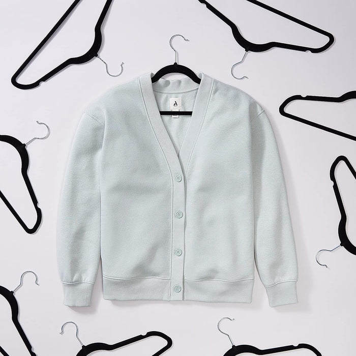 Slim Velvet, Non-Slip Suit Clothes Hangers, Pack of 30, Black/Silver