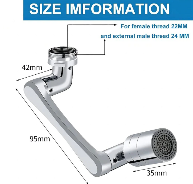 Swivel Faucet-Extender | Universal Sink Set-2 Mode Splash Filter Extension-Water Aerator, Kitchen Bathroom 360° Angle Rotatable Spray